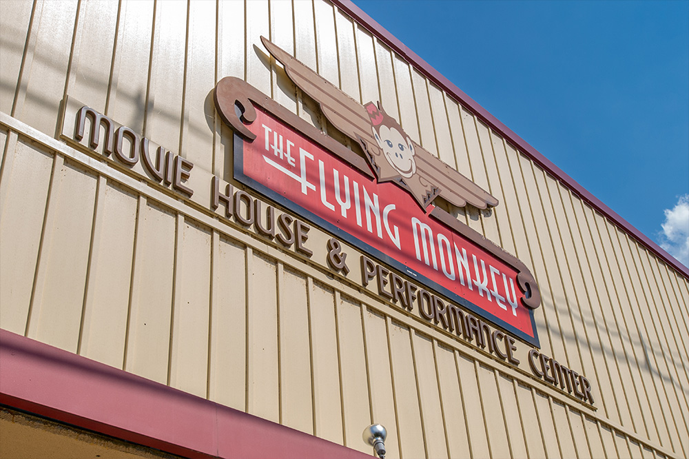 flying monkey exterior close up of flying monkey logo sign